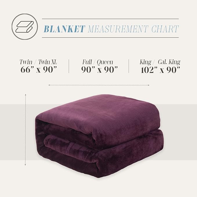 Elegant Comfort Luxury Velvety Feel Blanket, All-Season Lightweight Blanket, Ultra Plush, Soft, Cozy-Fuzzy Flannel Fleece for Couch, Sofa, Bed, Travel, Solid Design, Twin/Twin XL, Purple