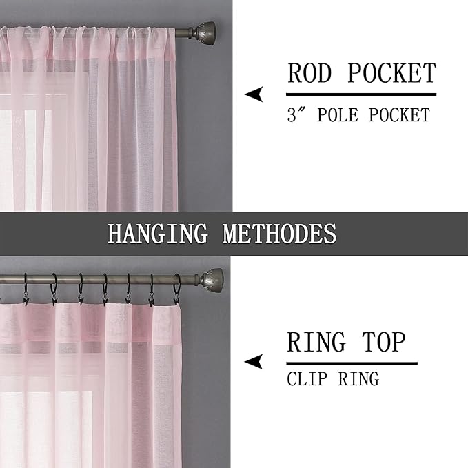 Tollpiz Sheer Tier Curtain Linen Textured Half Kitchen Curtains Sheer Light - Image 5