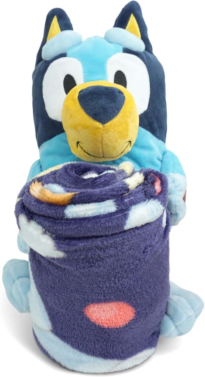 Northwest Bluey Character Hugger Pillow & Silk Touch Throw Blanket Set, 40" x 50", Hooray