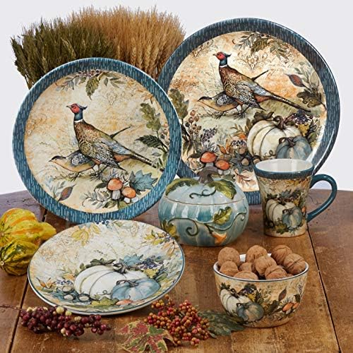 Harvest Gatherings 11" Ceramic Dinner Plates, Set of 4 – Autumn Wildlife Pheasant Theme – Rustic Farmhouse Tableware for Thanksgiving, Fall Dinners, Holiday Meals, and Nature-Inspired Entertaining - Image 2