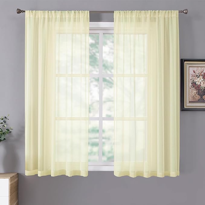 Tollpiz Sheer Curtains Living Room Linen Textured Curtain Sheers Light by Tollpiz
