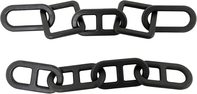 CosmoLiving by Cosmopolitan Wood Chain Decorative Sculpture Home Decor Statues, Set of 2 Accent Figurines 27", 25" W, Black