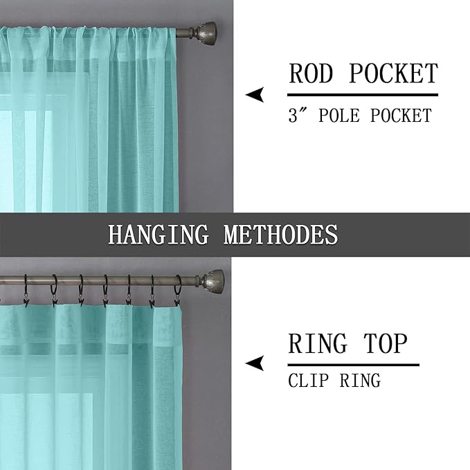 Tollpiz Sheer Curtain Linen Textured Bedroom Curtains Sheer Light Filtering Rod - Image 5