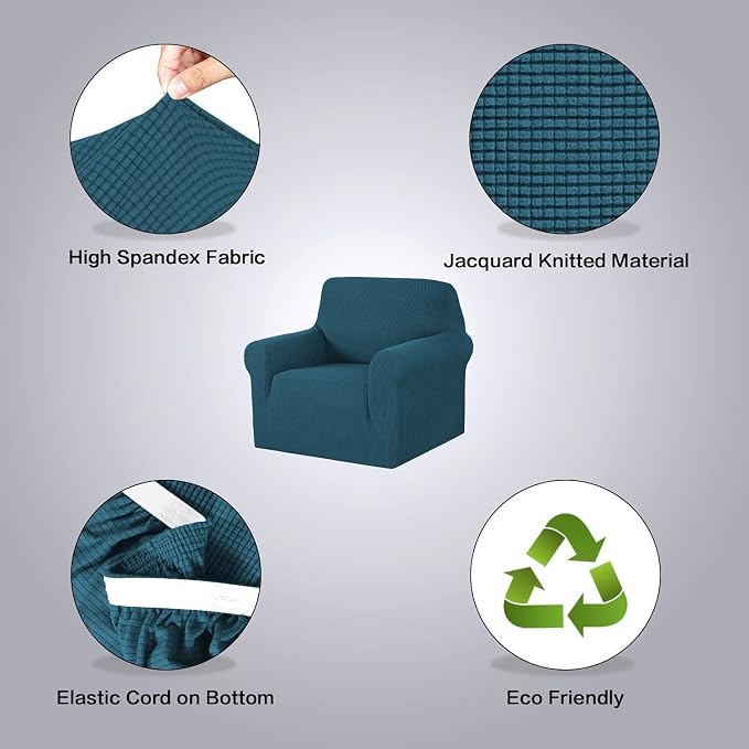 H.VERSAILTEX Armchair Cover High Stretch Sofa Slipcover 1 Piece Couch Covers for Sofa Durable Spandex Fabric Non Skid Machine Washable(Armchair 31"-40", Deep Teal)