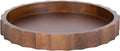 Kate and Laurel Lissi Decorative Round Tray with Wavy Design; 15 Inch Diameter; Walnut Brown; Mid-Century Modern Scalloped Circle Serving Tray for Coffee Table; Ottoman; or Entryway Decor