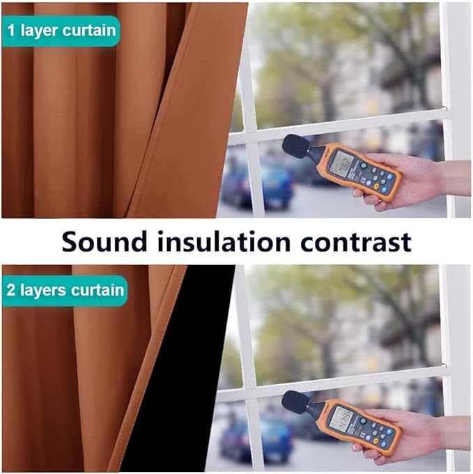 NICETOWN 100% Blackout Curtains for Windows, Pack of 2, Burnt Orange, 52" W x 120" L, Super Heavy-Duty Black Lined Total Darkness Drapes for Bedroom, Privacy Assured Window Treatment for Patio