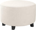 H.VERSAILTEX Ottoman Cover Stretch Ottoman Slipcover Round Ottoman Storage Cover Folding Stool Covers Furniture Protector Cover for Footrest Ottoman Fit Dia 20" - 23", Ivory