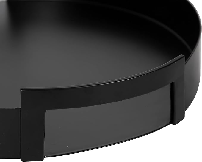 Kate and Laurel Myo Modern Round Metal Tray; 15 x 15; Black; Decorative Circular Tray for Storage and Display