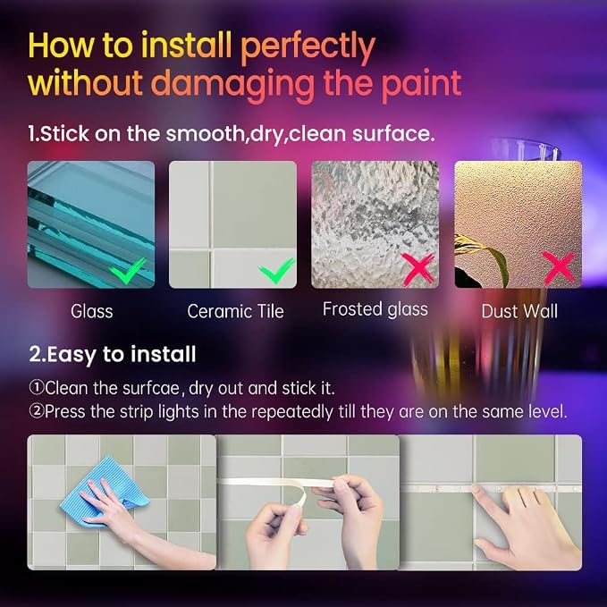 TJOY LED Lights for Bedroom 25ft, RGB Color Changing, Remote&APP Control | Music Sync Rope Lights via Bluetooth for Room Decor, Strong Adhesive, DIY