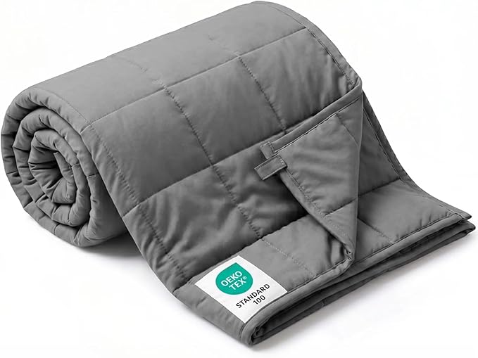 Smart Queen Weighted Blanket for Adults (15 lbs, 60” x 80”, Queen Size) Breathable Heavy Throw Blanket for 120-160 lbs, Soft Thick Blankets with Cooling Glass Beads, All Season, Machine Washable, Grey