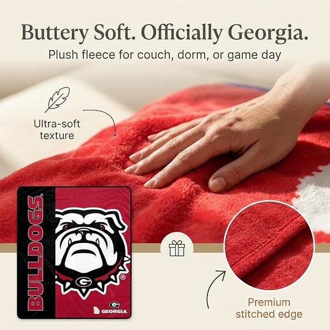 Pegasus Sports NCAA Georgia Bulldogs Endzone Ultra Soft Tailgate Throw