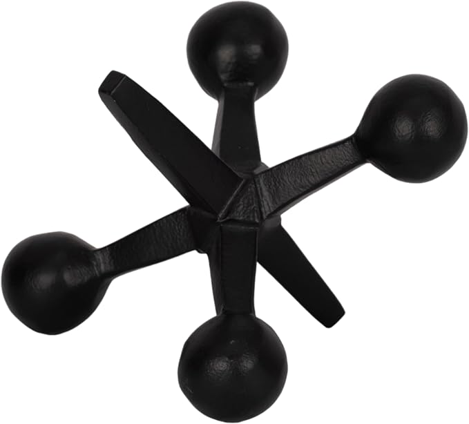 Black Metal Jacks Decorative Object – Abstract Sculpture Modern Home Decor Ornament – Shelf Styling & Coffee Table Decor for Bathroom, Office & Living Room – 7" x 5"