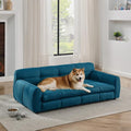 Dog Couch Bed, 51" Sofa for Dogs with Backrest and Armrest, Durable Pet Sofa with Soft Foam Cushion, Elevated Dog Couch Bed with Legs for Medium and Large Dogs, Blue