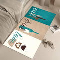 GUBIYU Teal Green Beige Area Rug 23.6"x59" Abstract Welcome Home Door Mat