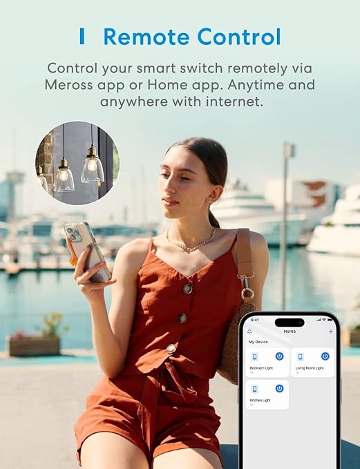 meross Smart Light Switch 2 Pack, Neutral Wire Required, Single Pole 2.4Ghz | Wi-Fi Light Switch Supports Apple HomeKit, Siri, Alexa, Google Assistant & SmartThings, Voice and Remote Control Schedule