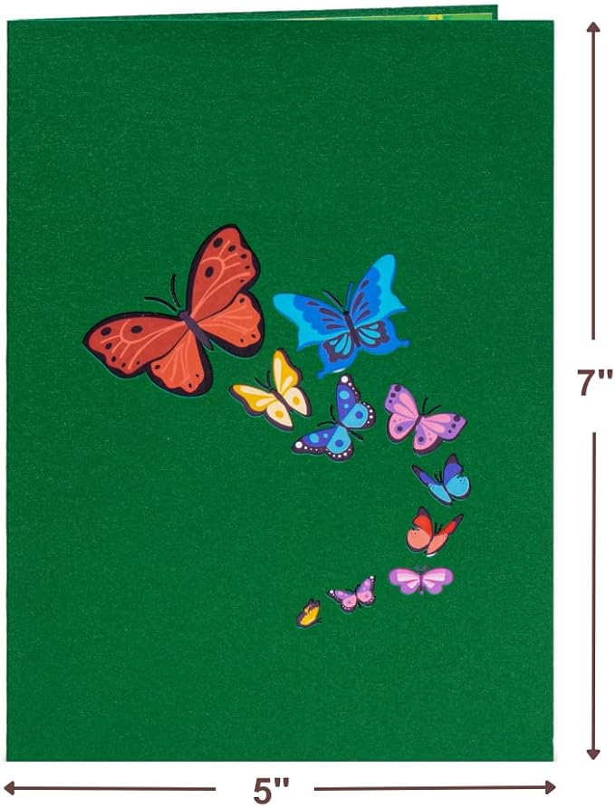 Paper Love Pop Up Cards 2 Pack - Includes 1 Butterflies and 1 Flower Truck, For All Occasions, Mother Day, Birthday, Just Because- Includes Envelope and Note Tag