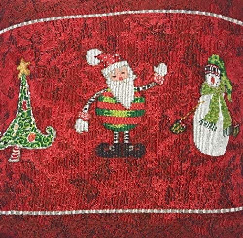 Tache Home Fashion Here Comes Santa Claus Antique Vintage Christmas Eve Traditional Holiday Season Red Decorative Woven Tapestry Table Runners, 13x72 - Image 3