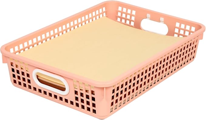 Really Good Stuff Small Desktop Paper Storage Baskets, 14" x 10" x 3.25" | 6-Pack, Boho Group Colors, Mesh Baskets for Classroom or Home, Secure Papers Crease-Free