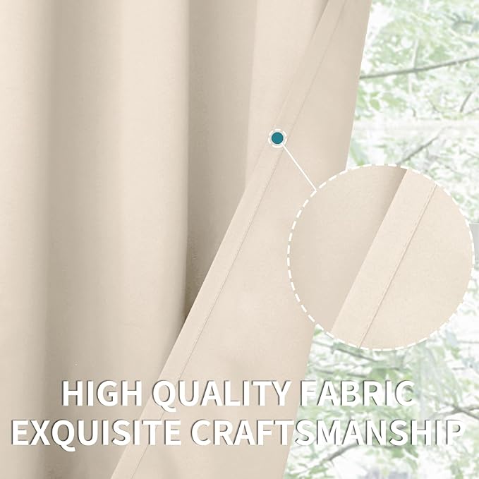 BGment Blackout Curtains - Grommet Thermal Insulated Room Darkening Bedroom and Living Room Curtains, Set of 2 Panels (46 x 72 Inch, Champagne)