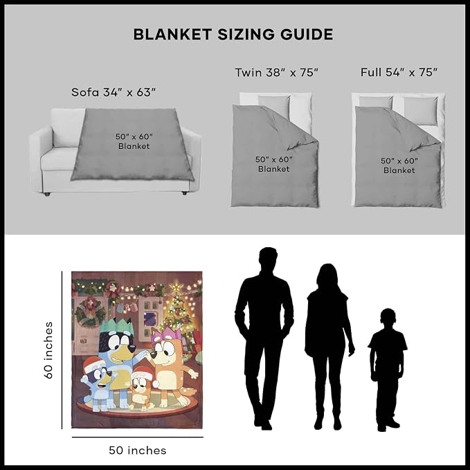 Northwest Bluey Silk Touch Sherpa Throw Blanket, 50" x 60", Family Christmas