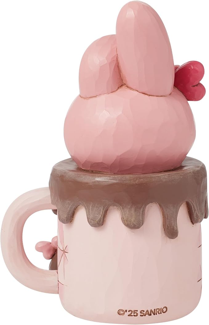 Enesco Sanrio by Jim Shore My Melody in Hot Cocoa Cup Personality Pose Figurine- Stone Resin Hand Painted Crafted Collectible Hello Kitty Figurines Home Decor Statue, 5 Inch