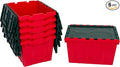 Akro-Mils KeepBox 12 Gallon Storage Container, Nesting and Stackable Plastic Storage Box with Lid Attached, Organizer Tote for Garages, Closets, and Moving, 21-1/2" x 15" x 12-1/2", Red/Green, 6-Pack