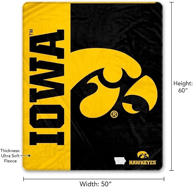 Proformance Home NCAA Iowa Hawkeyes Endzone Ultra Soft Tailgate Throw