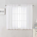 Lecloud White Sheer Curtains 50 Inch Length 2 Pcs, Light Filtering Voile by Lecloud