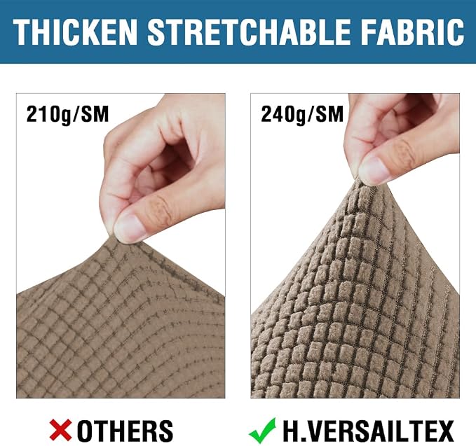 H.VERSAILTEX 4 Piece Stretch Sofa Covers for 3 Cushion Couch Furniture Slipcovers for Living Room (1 Base Cover Plus 3 Seat Cushion Covers) Jacquard Fabric Cover (XL Sofa, Macchiato)