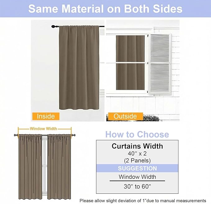 Simplebrand Ava Latte Blackout Curtains for Bedroom 72 Inch Length 2 Panels Set, Privacy Thermal Insulated Rod Pocket Door Window Curtains for Patio French Door Front Door, W40 x L72 Inch, Latte