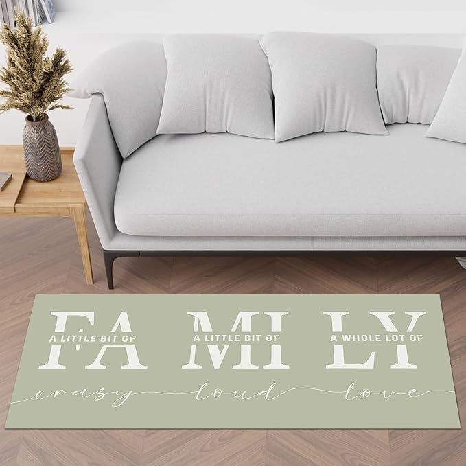 GUBIYU Green Area Rugs for Living Room Farmhouse Stain Resistant Non Skid Rubber Backing Washable Rug for Bedroom Dining Room Inspirational Rustic Home Decor Large Floor Carpet Hallway Rugs 23.6"x59"