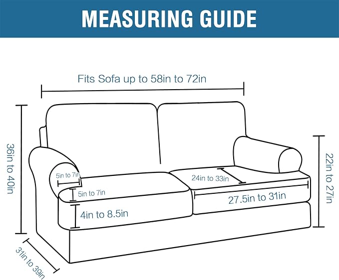 H.VERSAILTEX Sofa Cover 3 Piece Loveseat Slipcovers Thick Velvet Couch Cover Furniture Protector Stretch Sofa Covers for 2 Cushion Couch with 2 Individual T Cushion Covers Washable, Ivory