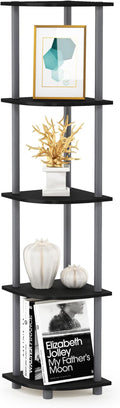 Furinno TURN-N-TUBE Corner Shelf, 5-Tier Corner Bookshelf, Open Storage Shelves, for Organization and Storage, Living Room, Home Office, Garage, Bedroom, Black