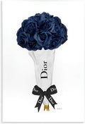 'Blue Rose Floral Bouquet Fashion Glam Bow'| Wall Plaque Art | Stupell Industries | 10 x 15 Inches, Easy to Hang and Sturdy, Made in USA, by Amanda Greenwood