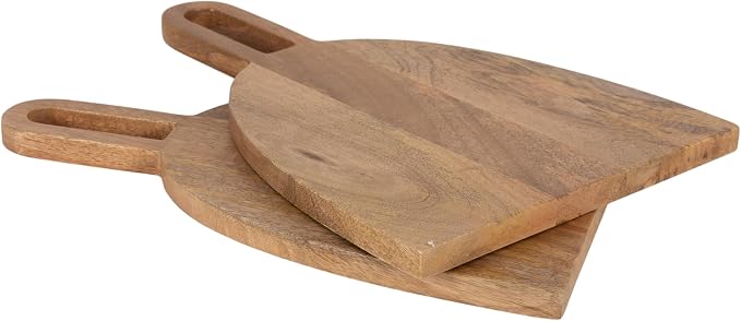Kate and Laurel Staven Transitional Two-Piece Serving Boards Set; 14 x 10; Set of 2; Natural Wood; Modern Food-Safe Charcuterie Boards from Solid Mango Wood for Use as Kitchen Countertop Decor