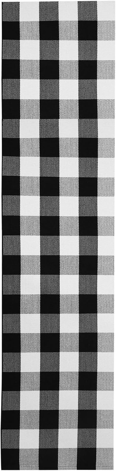 KOZYFLY Buffalo Plaid Rugs 2x8 Ft Runner Rug for Hallway Washable Woven Cotton Kitchen Runner Rug for Entryway Bedroom Living Room Farmhouse Checkered Carpet Runners