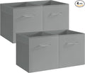StorageWorks Gray Storage Cubes, 11 Inch Cube Storage Bins with Handle, Cube Storage Organizer Bins for Shelves and Closet, Collapsible Storage Bins, 4-Pack