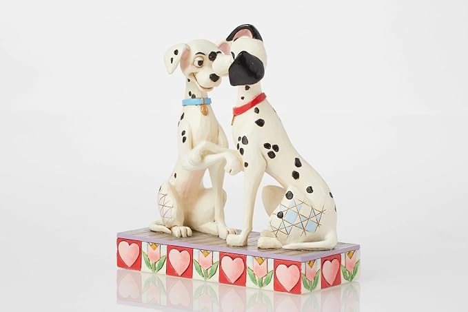 Enesco Disney Traditions Collection by Jim Shore 101 Dalmatians Pongo and Perdita Holding Paws Figurine- Stone Resin Hand Painted Collectible Disney Dog Figurines Home Decor Statue, 6 Inch