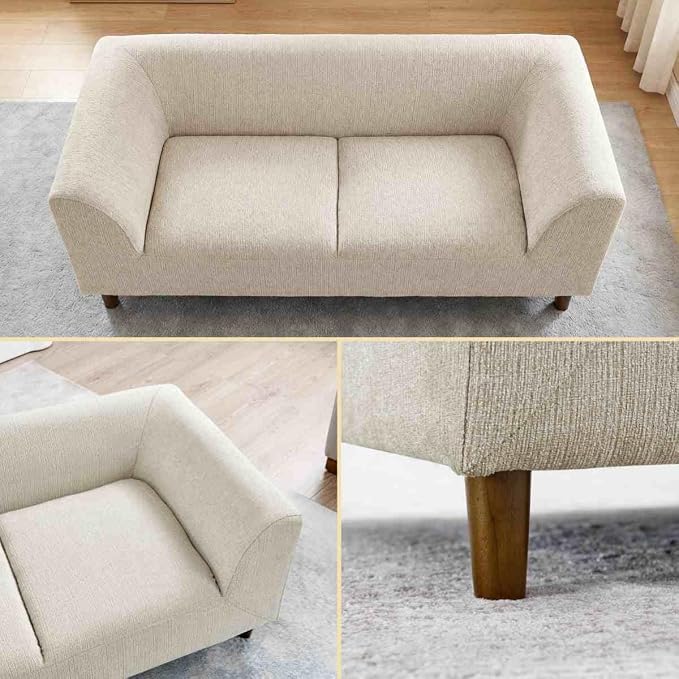 39.75 “x 22.5 “ Elevated Pet Sofa for Small Medium Dogs | Elevated Base | Breathable Linen Fabric | Armrest & Backrest | Plush Thick Cushion|Easy to Clean | Beige