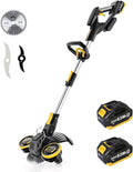 Brushless Cordless Weed Wacker, 4820 Gear Brushless Motor 20V Battery Powered Weed Eater, 3-in-1 Trimmer/Edger/Lawn Mower (Two Batteries Pack)