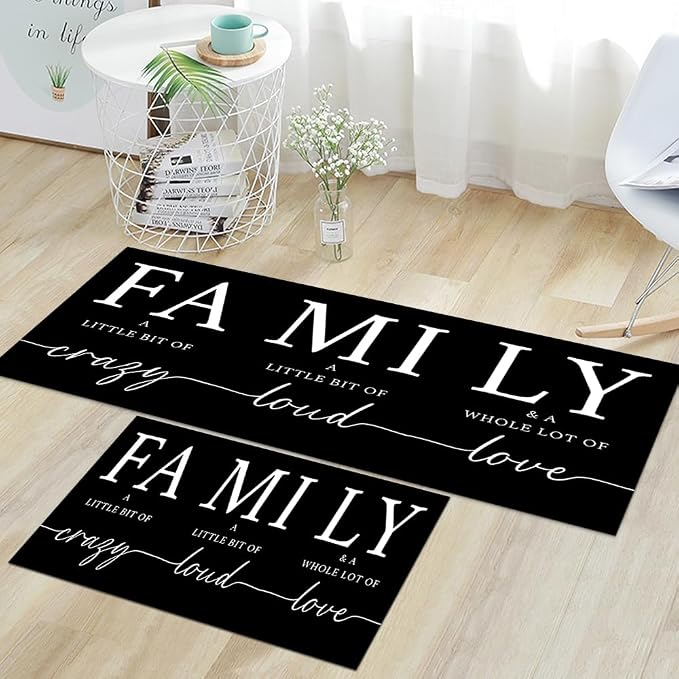 GUBIYU Farmhouse Kitchen Rugs and Mat Black Area Rugs for Living Room Dining Room Washable Rug for Bedroom Non Slip Backing Non Shedding Inspirational A Little Bit of Crazy Rugs for Home Office Decor