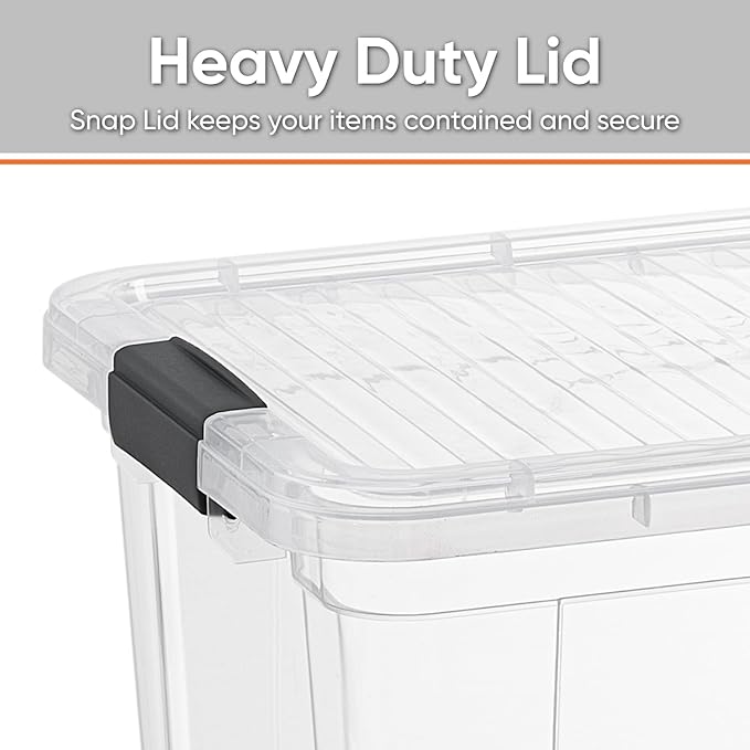 Superio Storage Bins with Lids- 5 Pack, 6.6 Qt Clear Boxes for Organizing, Stackable Plastic Containers- BPA Free, Non-Toxic, Odor Free, Organizer for Home, Office, Dorm