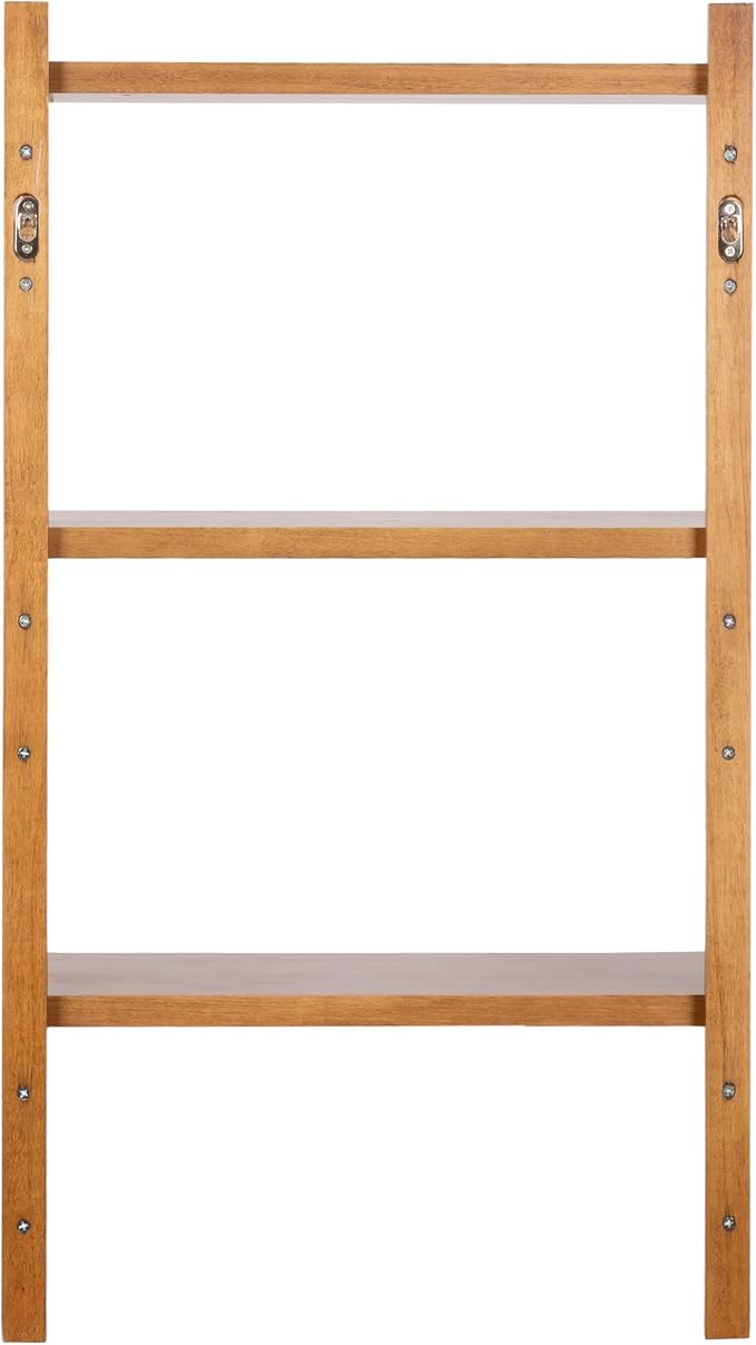 Kate and Laurel Meridien Modern Three-Tier Wooden Shelves, 18 x 9 x 32, Rustic Brown, Stunning Tiered Wall Shelf for Storage and Display as Cute Nursery Shelving or Bedroom Storage