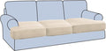 H.VERSAILTEX Stretch 3 Piece T Cushion Sofa Slipcovers Individually Sofa Cushion Covers for 3 Cushion Couch Sofa Seat Cushion Covers with Elastic Bands Featuring Thicker Jacquard Fabric, Natural