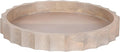 Kate and Laurel Lissi Decorative Round Tray with Wavy Design; 15 Inch Diameter; Natural Wood; Modern Scalloped Circle Serving Tray for Coffee Table Ottoman; Dining Table; or Entryway Tray