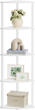 SONGMICS HOME Superfast Toolless Assembly, Corner Shelf Stand, 5-Tier Corner Standing Shelf, Living Room, Bedroom, Kitchen, 15 x 10.6 x 54.7 Inches, Snow White ULBC610W01