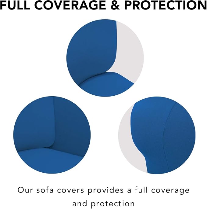 PureFit Stretch Loveseat Covers Fleece Couch Covers for Sofa Classic Blue | 1-Piece Sofa Slipcover Soft Couch Protector, Sofa Cover Washable with Non Skid Foam and Elastic Bottom for Kids, Dogs