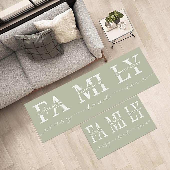 GUBIYU Kitchen Rug Set of 2,A Little Bit of Crazy A Whole Lot of Love Rugs for Living Room Dining Room Bedroom Aesthetic Anti Fatigue Kitchen Mats Non Skid Waterproof Rugs Farmhouse Office Home Decor