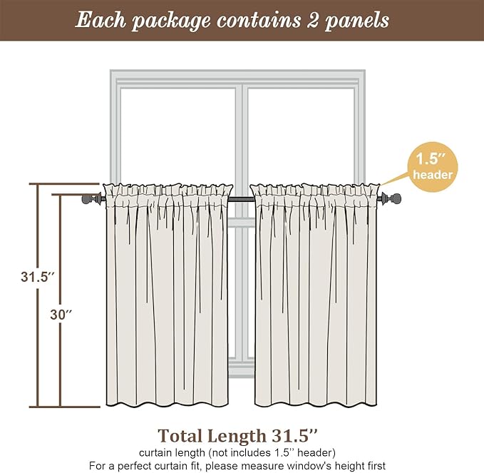 Chyhomenyc Gold Sheer Curtains 30 Inch Length, Light Filtering Leaf Tufted - Image 3