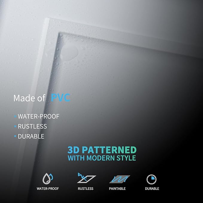 Art3d 48 Pack PVC Ceiling Tiles 24x24 Inches Waterproof Drop Ceiling Tiles/Wall Panels for Interior Wall Decor, Covers 192 Sq.,ft, Pure White